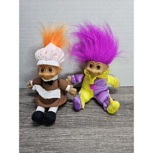 Russ Troll 6" Soft Plush Doll in Joker/Clown Outfit & Pilgrim Outfit - Sitting